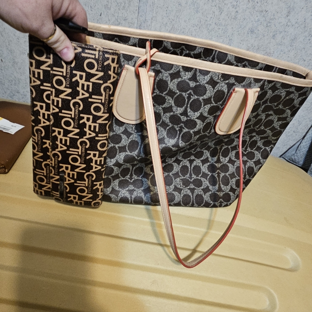 Coach Signature Brown and Tan Tote - Picture 2 of 8